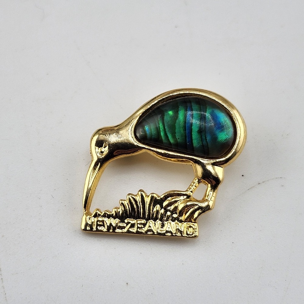 New‎ Zealand Kiwi Bird Abalone Brooch Pin